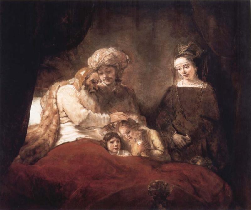 REMBRANDT Harmenszoon van Rijn Jacob Blessing the Sons of Joseph oil painting image
